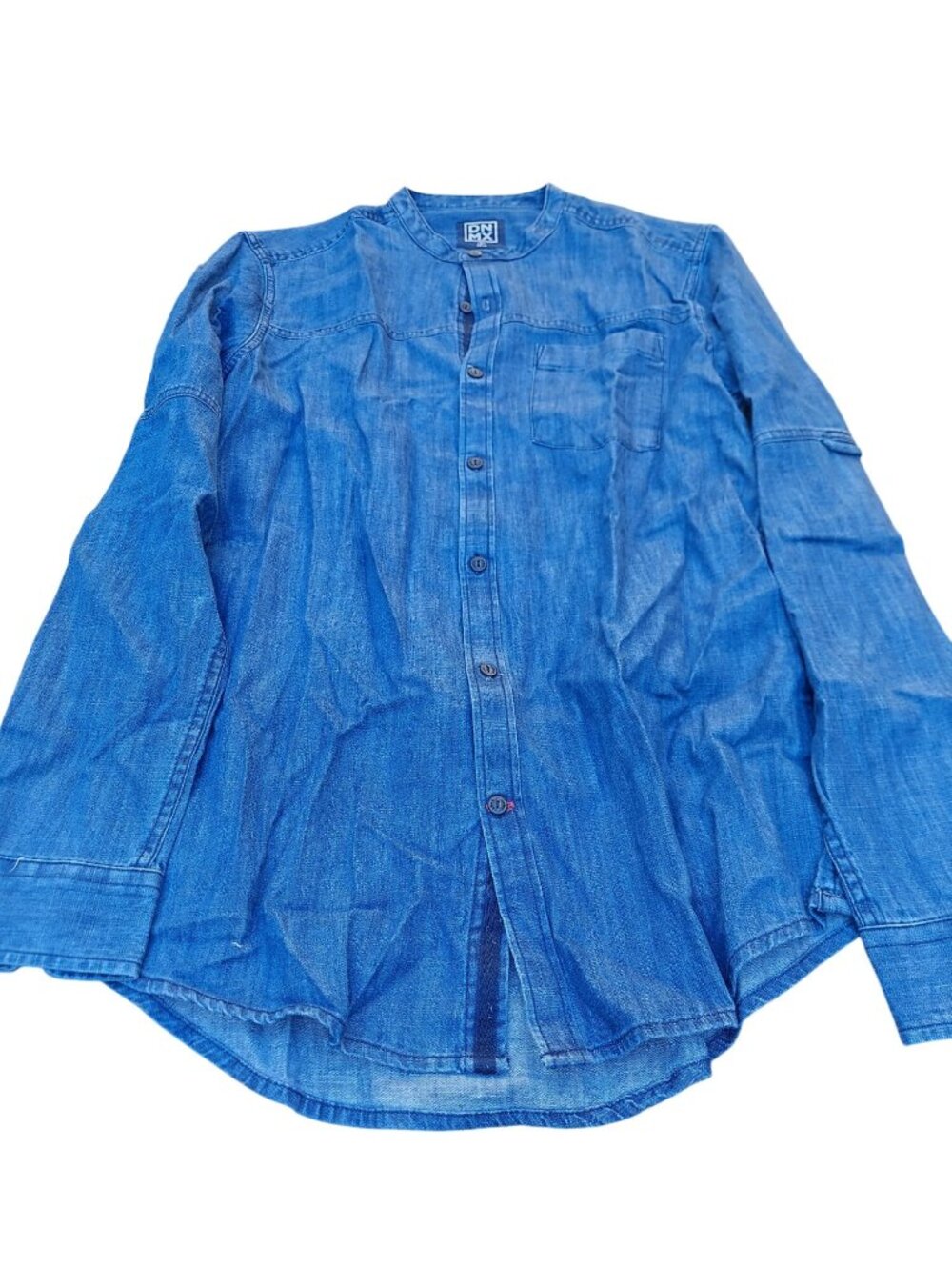 DNMX Mens Blue Denim Button-Up Shirt Small 39cm 1415